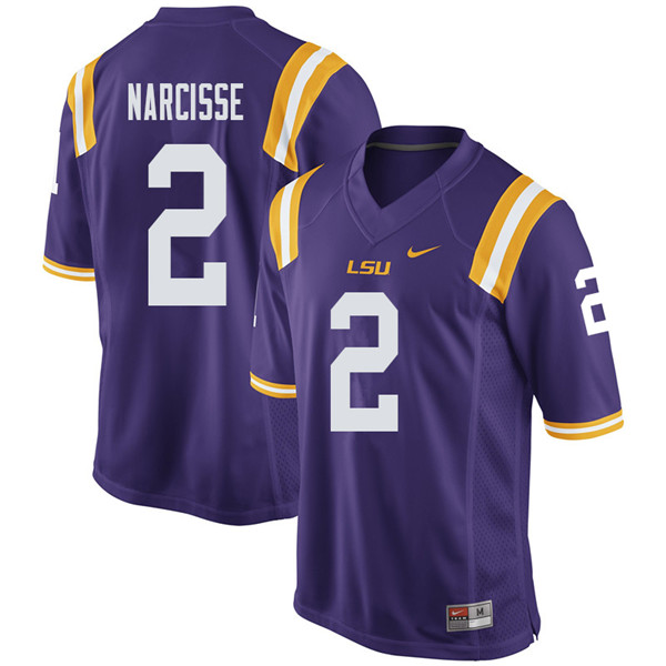 Men #2 Lowell Narcisse LSU Tigers College Football Jerseys Sale-Purple